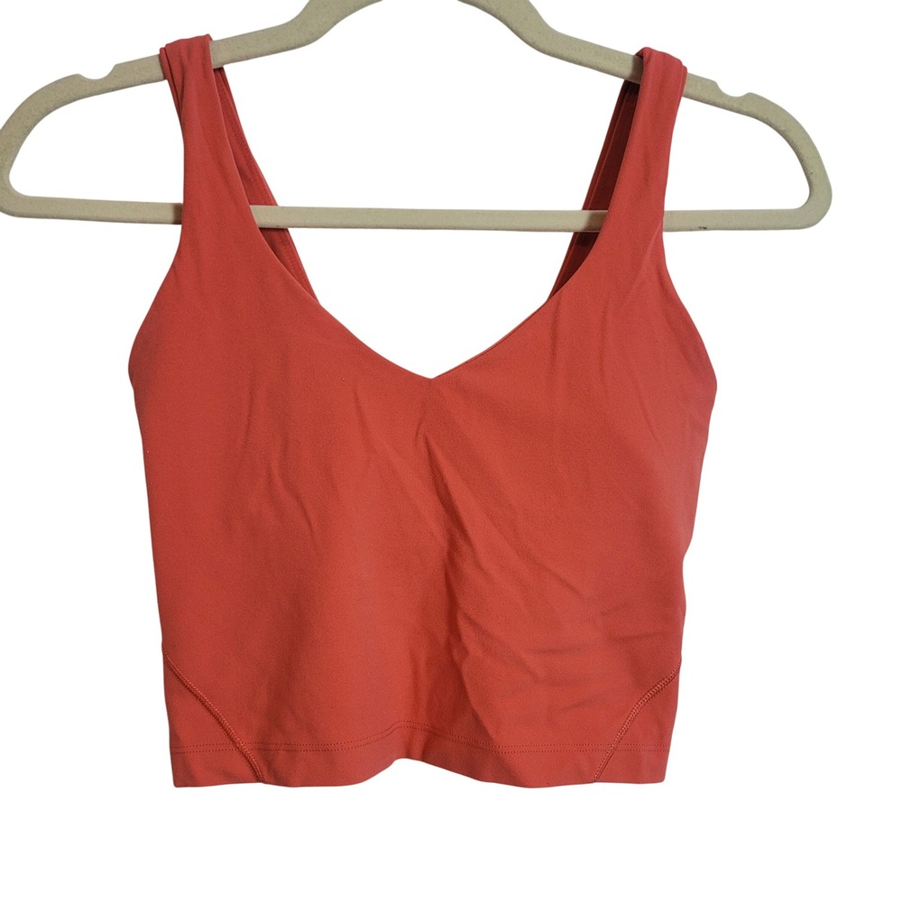 Lululemon Align Tank Top Size 2 Coral Orange Nulu Fabric Cropped Yoga Bra Sporty